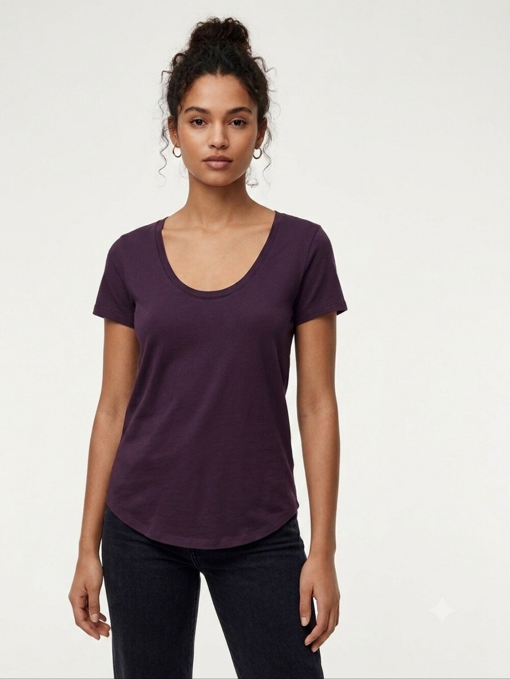 TNA Aritzia Plum Purple Scoop Neck Cotton Modal Blend Short Sleeve Tee Size S